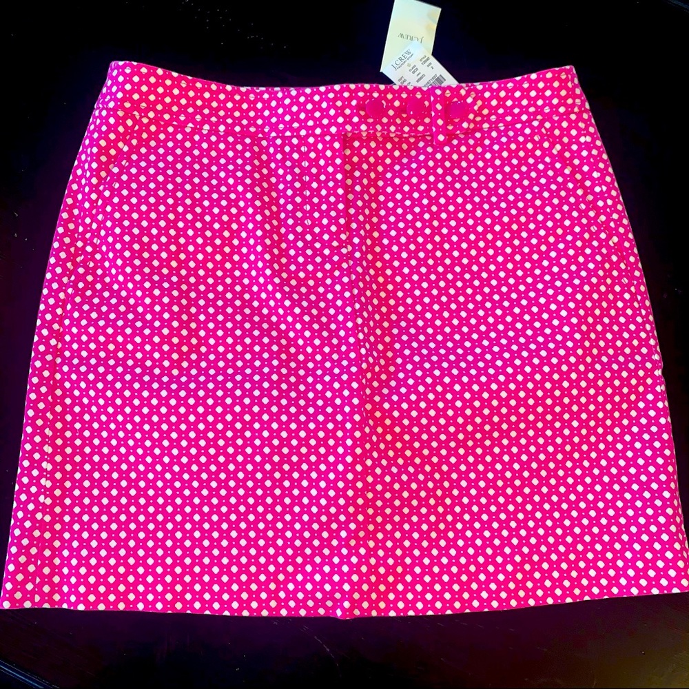 NWT J. Crew PINK Stretch Diamond Pattern Mini Skirt 2